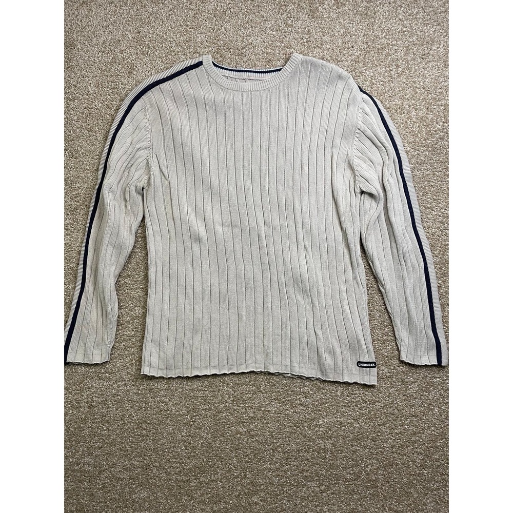 Vintage Unionbay Y2K Sweater Striped 90s Skater Cyber Mall Goth Mens XL‎ Black